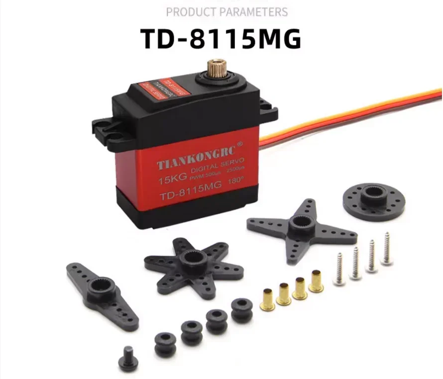 TD-8115MG Digital Servo 15kg tahan air gigi logam torsi tinggi sudut 180/270/360 untuk RC pengendali jarak jauh mobil Model mainan kendaraan