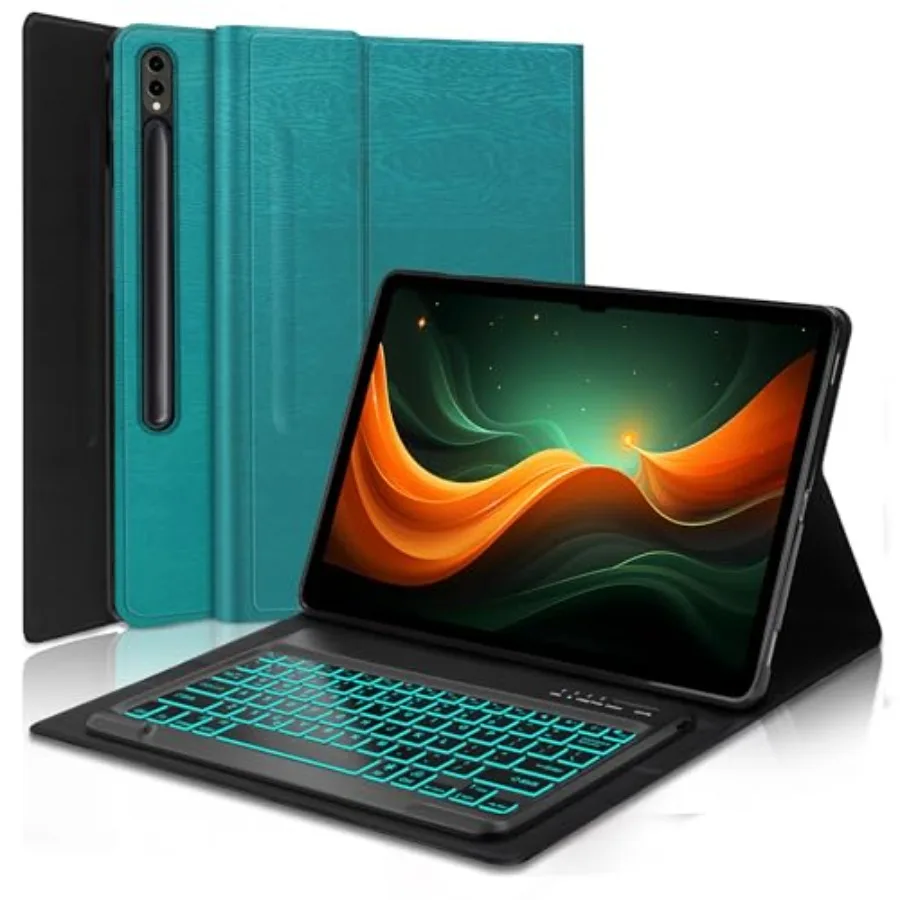 

Чехол-клавиатура для Galaxy Tab S10/S9/S8 Ultra, 14,6 дюйма, с 7-цветной подсветкой, умная магнитная съемная беспроводная Bluetooth-клавиатура Slim P