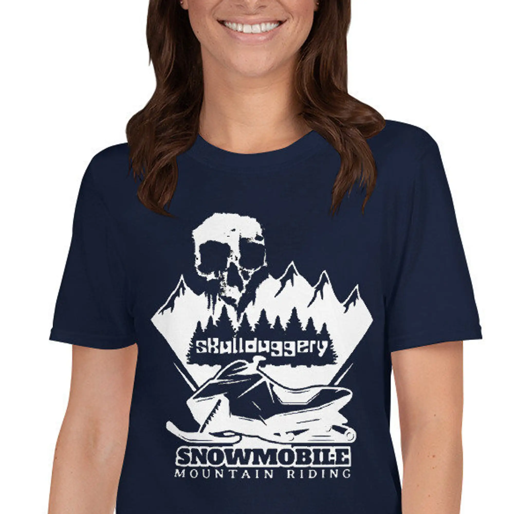 Snowmobile Mountain Riding Skullduggery Streetwear T Shirt Skull Design