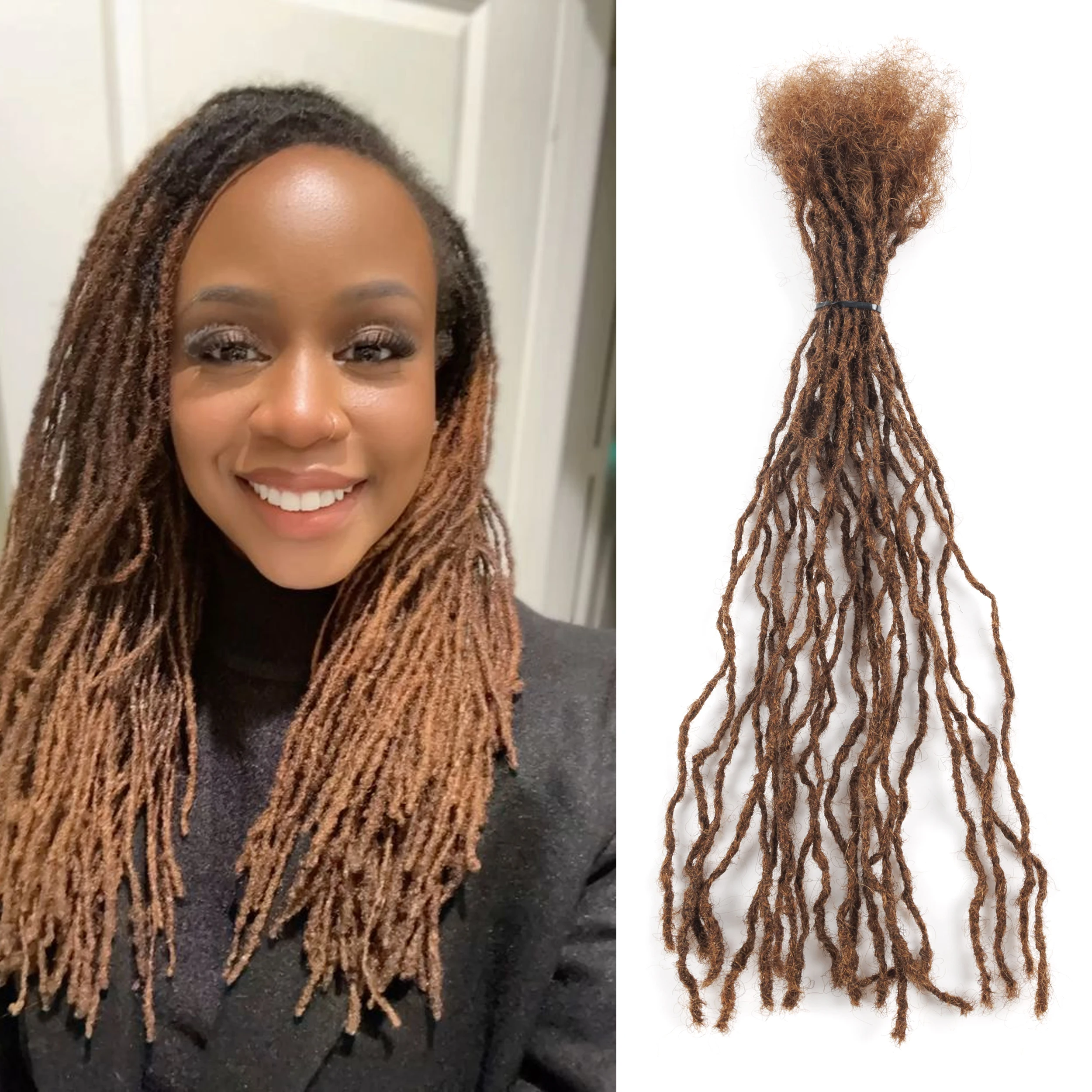 20Strs/Pack ANNA #8 100 % Human Hair Micro Dreadlocks Extension Soft Inter Locs Extensions for Black Women and Men