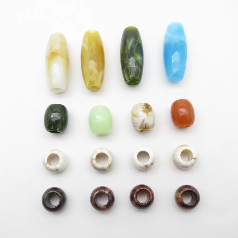 16pcs Mix Styles Acrylic Crochet Hair braid Dreadlock Beads rings tube Jewelry making Bracelet necklace Accessories