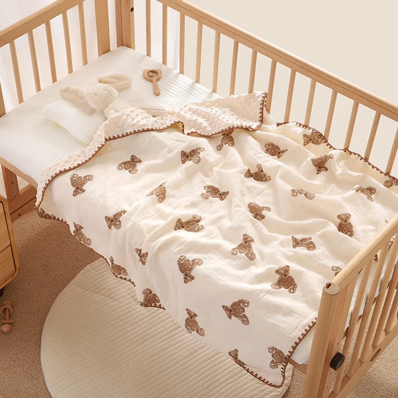 Baby Infant Bean Bean Blanket Newborn Double-side Quilts Blanket Children Bedding Swaddle Crepe Wrap Baby Bedding 100x100cm
