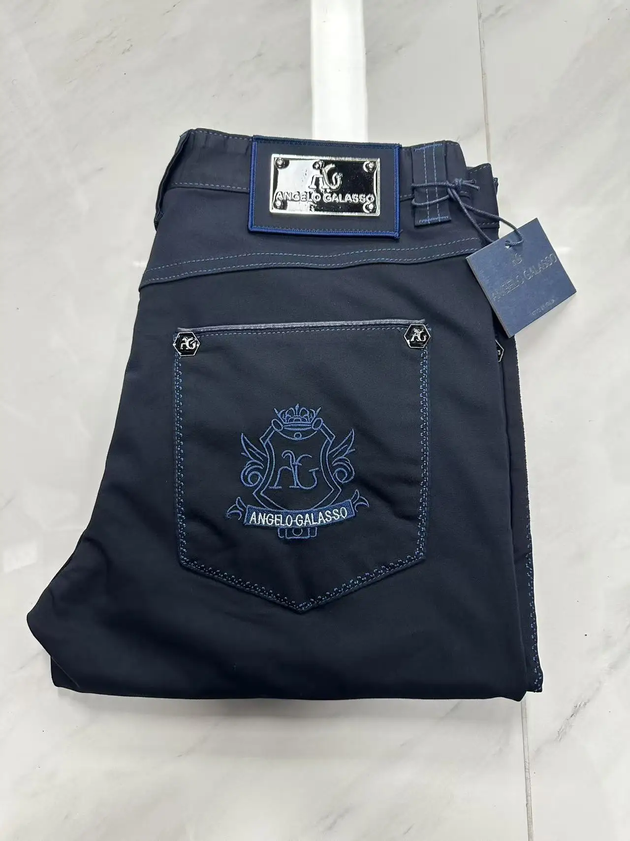 OECHSLI Jeans Cotton Men 2027 new Embroidery elasticity Fashion zipper High quality comfortable Black Big size 34-42 long Pants