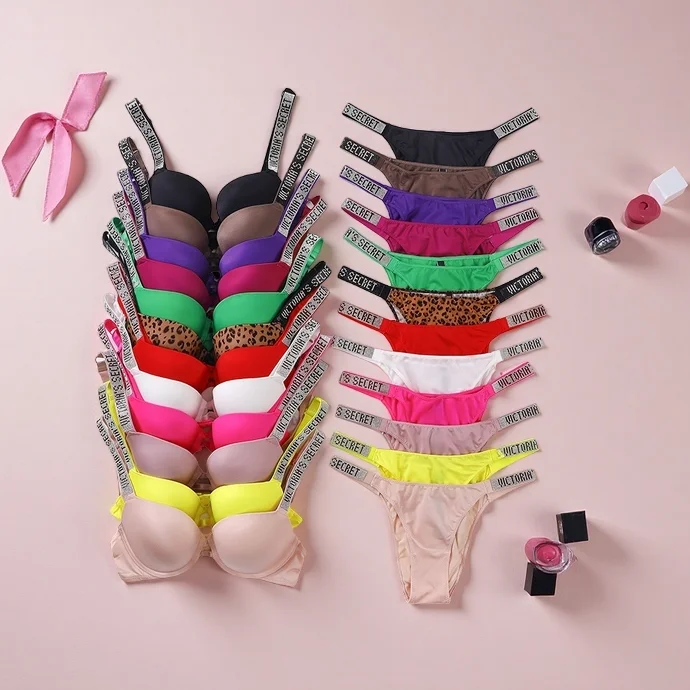 Conjunto de Lingerie Victoria's Secret com Renda, Sutiã e Calcinha Clássicos Ajustáveis e Confortáveis, Conjuntos de Lingerie Sexy para Mulheres