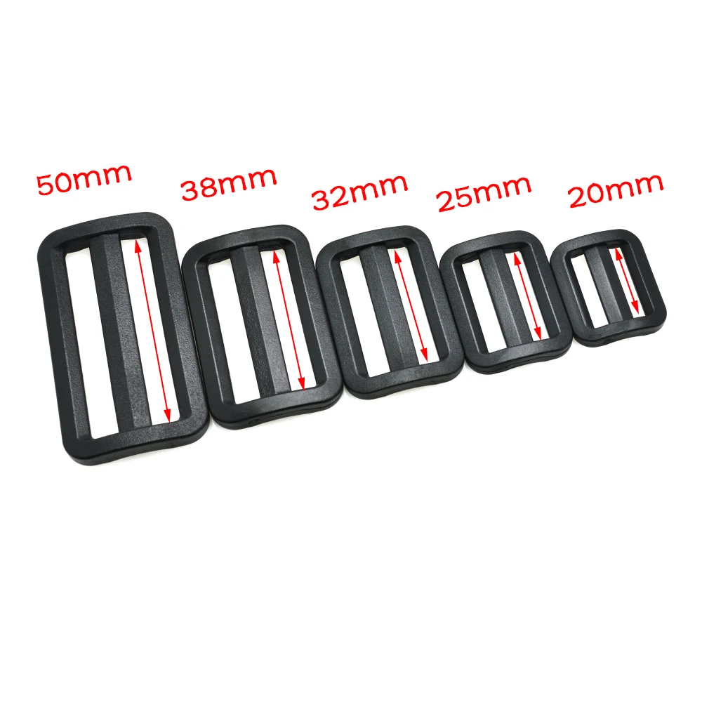 10pcs Plastic Curve Slider Tri-Glide Adjust Tri-ring Buckles Backpack Strap 3/4\