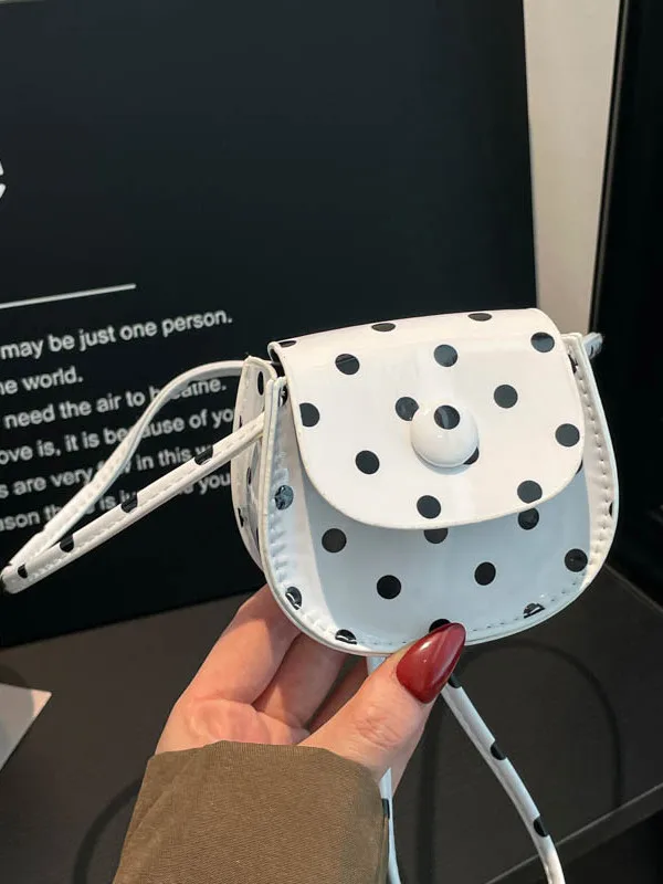  Polka Dot Shoulder Bag Women Cute Bag Early Autumn New Style Girl Single Shoulder Bag Crossbody Earphone Lipstick Bag
