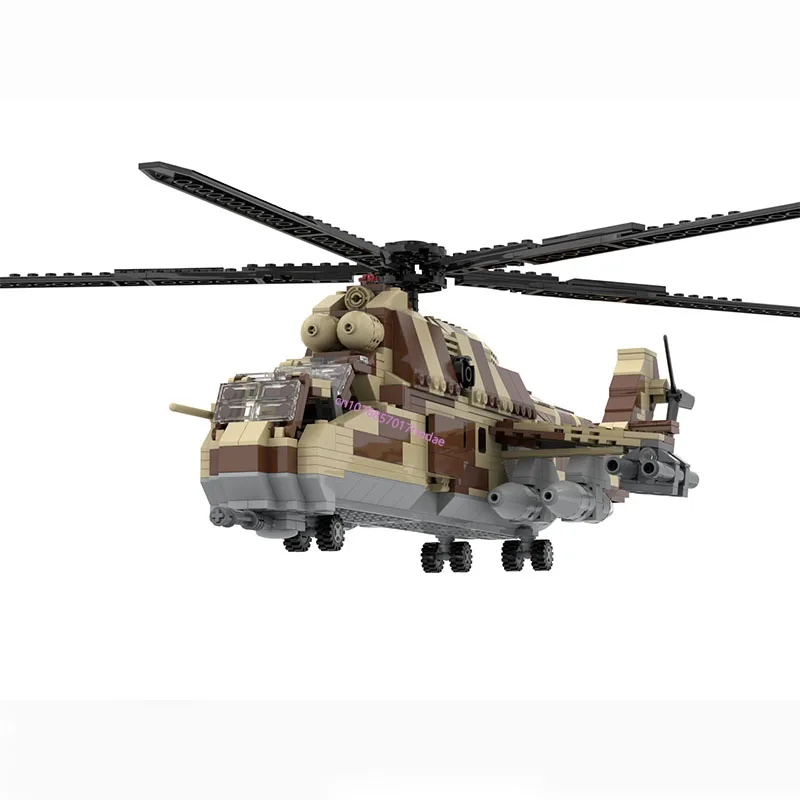 873PCS WW2 Military MOC Mi-24 HIND large helicopter gunship Model creative ideas high-tech ChildrenToy Gift Fighter Plane Blocks