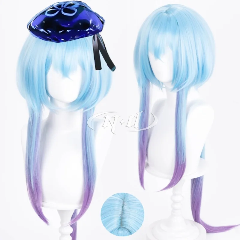 ND Mizuki Cosplay Perücke Spiel Arknights Cosplay Lange Blaue Perücke Haar für Halloween Thema Party Hitzebeständige Kanekalon Haar