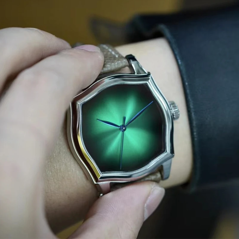 

FARASUTE мужские автоматические часы 38 мм винтажные часы механические наручные часы с сапфировым стеклом Sunray циферблат кожаный ремешок PT5000