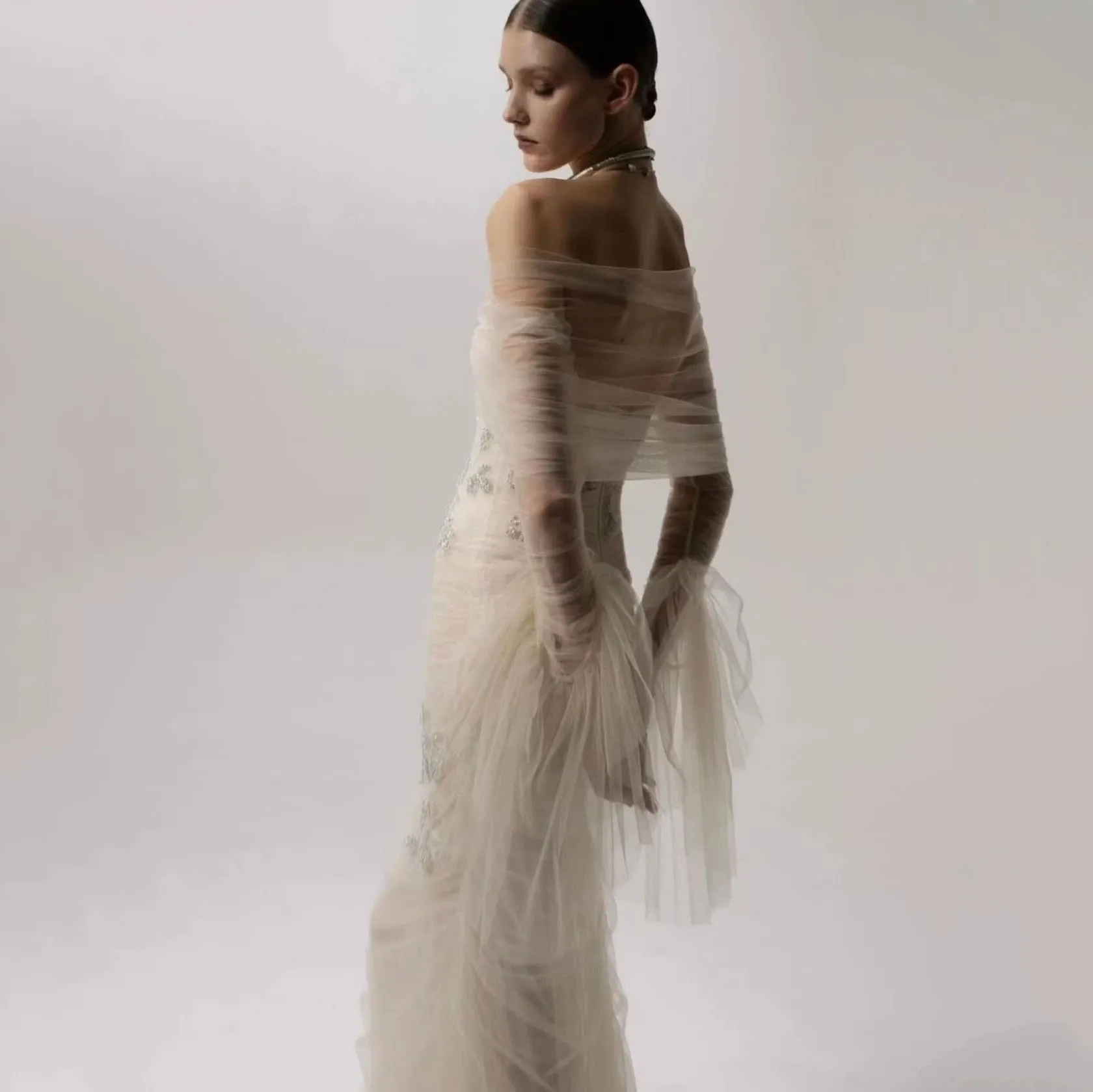 Tulle Sweetheart Customized Wedding Dresses Mermaid Illusion Bridal Gowns Elegant Bride Robes Vestido De Novia