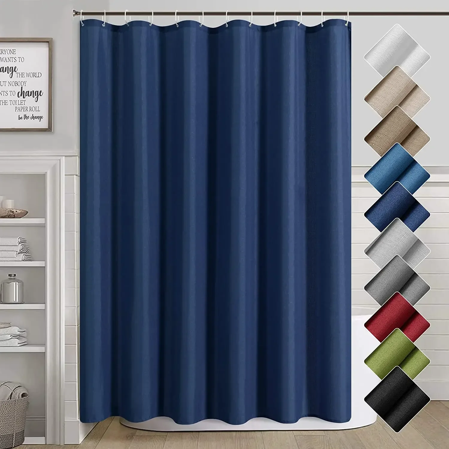 Grey Shower Curtains Modern Minimalist Hotel Home Solid Colour Bath Curtain Polyester Fabric Bathroom Decoration Set with Hooks