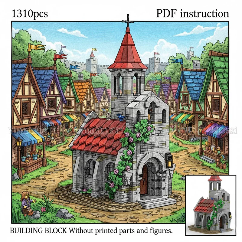 ชุดสร้างสรรค์สถาปัตยกรรม โบสถ์ บ้าน ชุดก่อสร้าง DIY ของเล่นตัวต่อ