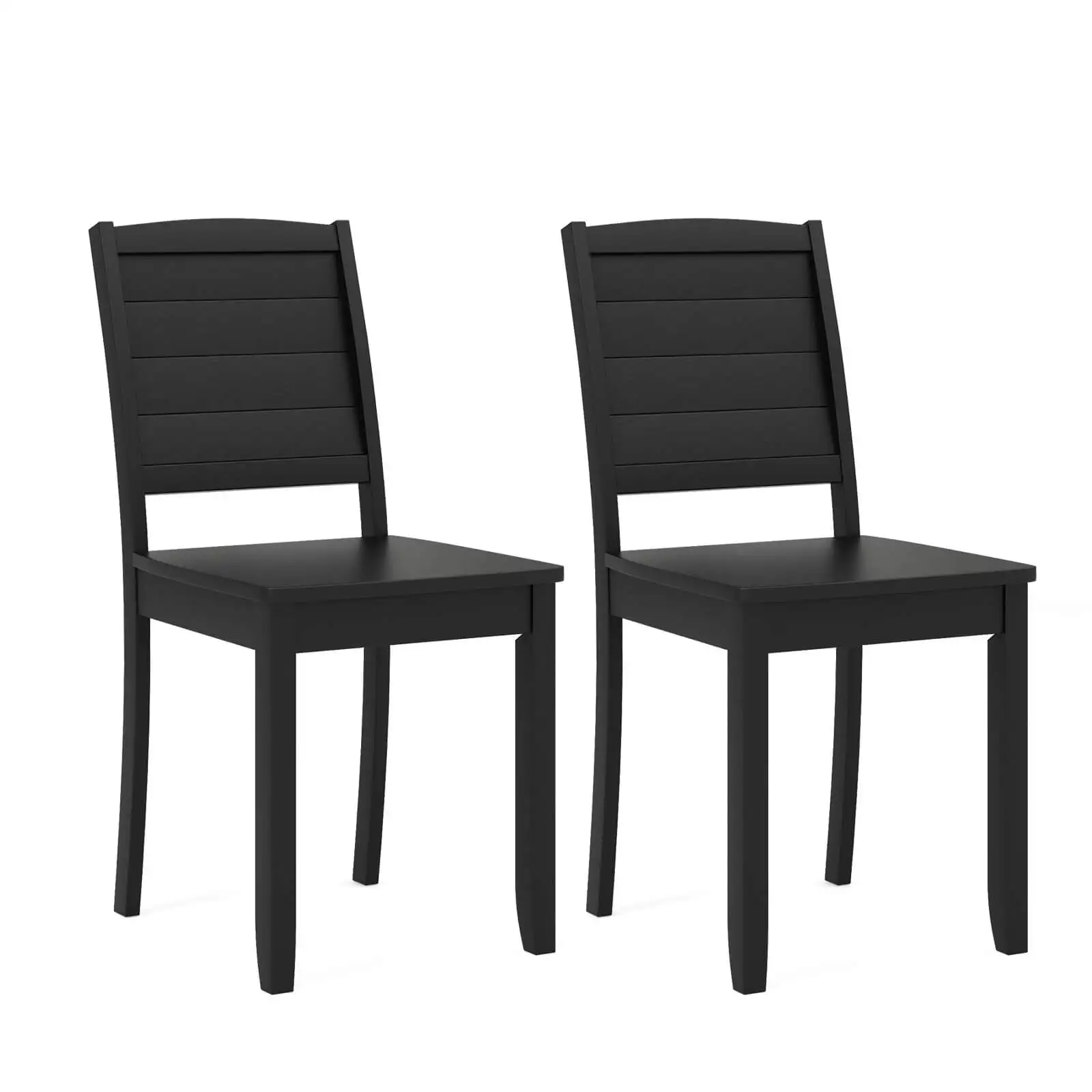 Armless Wood Dining Chair Set of 2 w/ Rubber Wood Legs Curved Backrest Kitchen