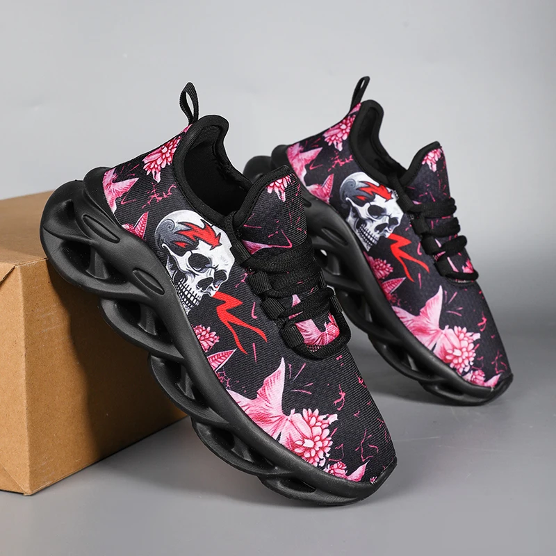 Moipheng Women Running Shoes Mesh Skull Print Pattern Sports Shoes Ladies Breathable Casual Platform Sneakers Zapatillas Mujer_voghion.com
