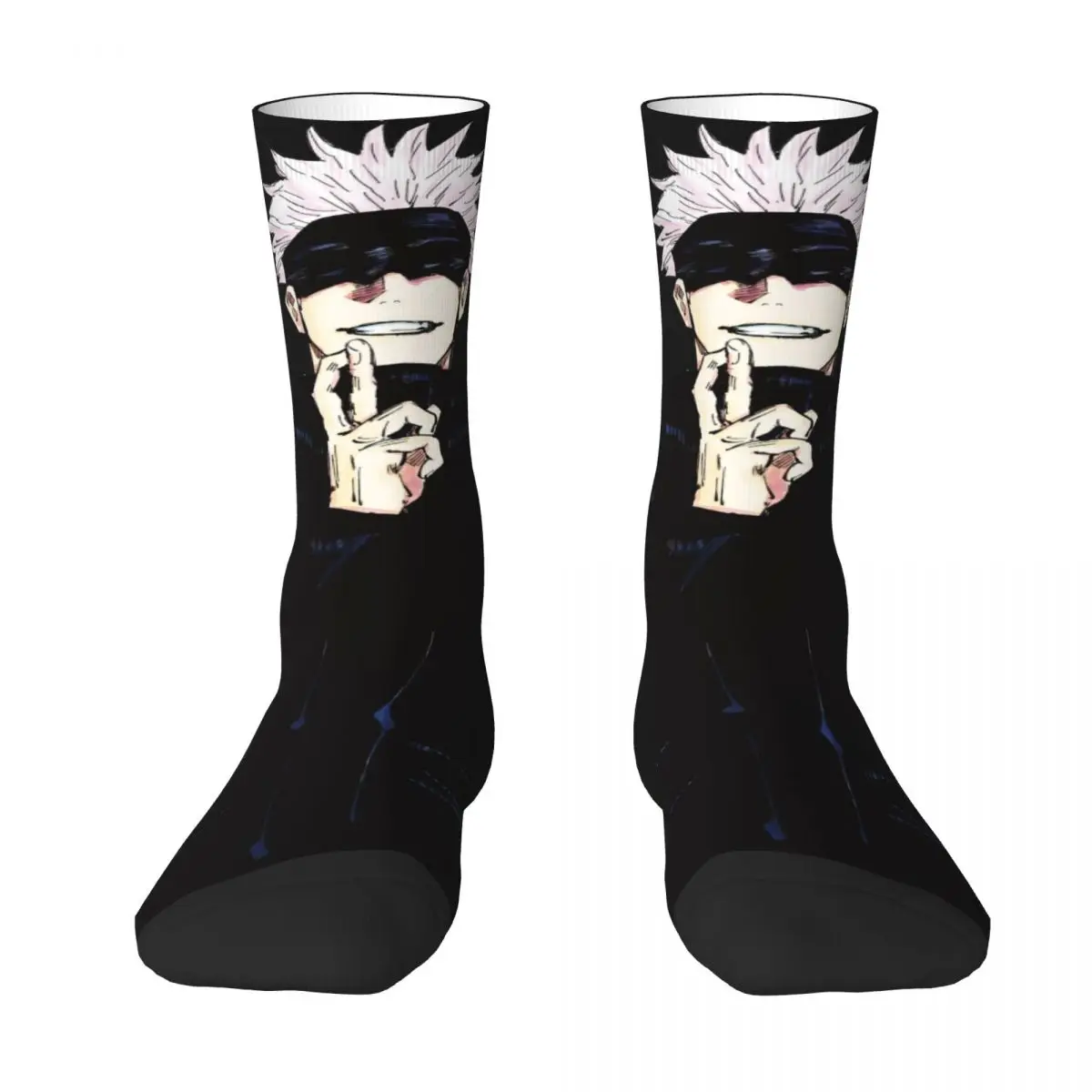 Jujutsu Kaisen Gojo Satoru Männer Frauen Rundhals Socken Radfahren Neuheit Frühling Sommer Herbst Winter Strümpfe Geschenk