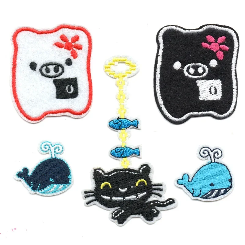 50pcs/Lot Luxury Anime Embroidery Patch Tree Bear Whale Baby Cat Car Plane Hat Clothing Decoration Accessory Craft Diy Applique