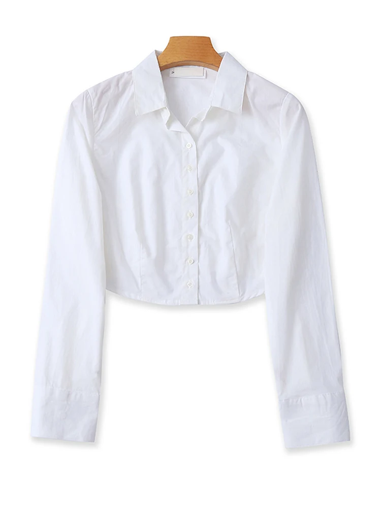 

Женский топ на пуговицах из чистого хлопка ort Svel irt, весенне-осенний новый Sle Faionable Long Sve Collar irt