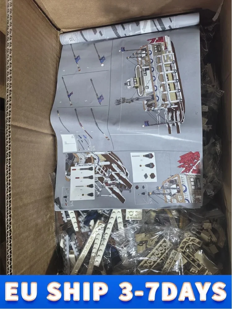 Haushaltsdekoration 4090 Teile Dampfschiff-Modell Bausteine Spielzeug Kreative Flussdampfer Bausteine Spielzeug Kinder Weihnachtsgeschenk