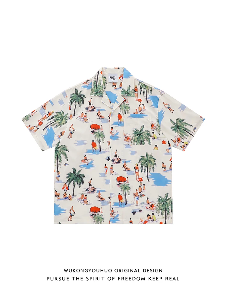 

Summer Casual Sle Loose Fit ort Sve Hawaii Print irt Men Women Streetwear Versatile Holiday irt Breathable Youth