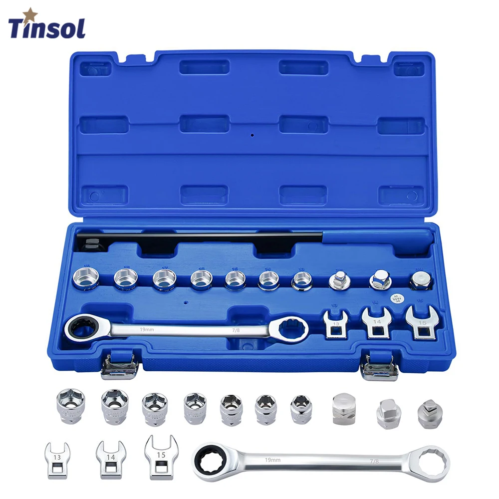 Multifunction 15-Piece Set with Adjustable Wrench Car Repair Tools 3/4" 3/8" 1/2" Drive Extension Socket Set Ratchet Wrench