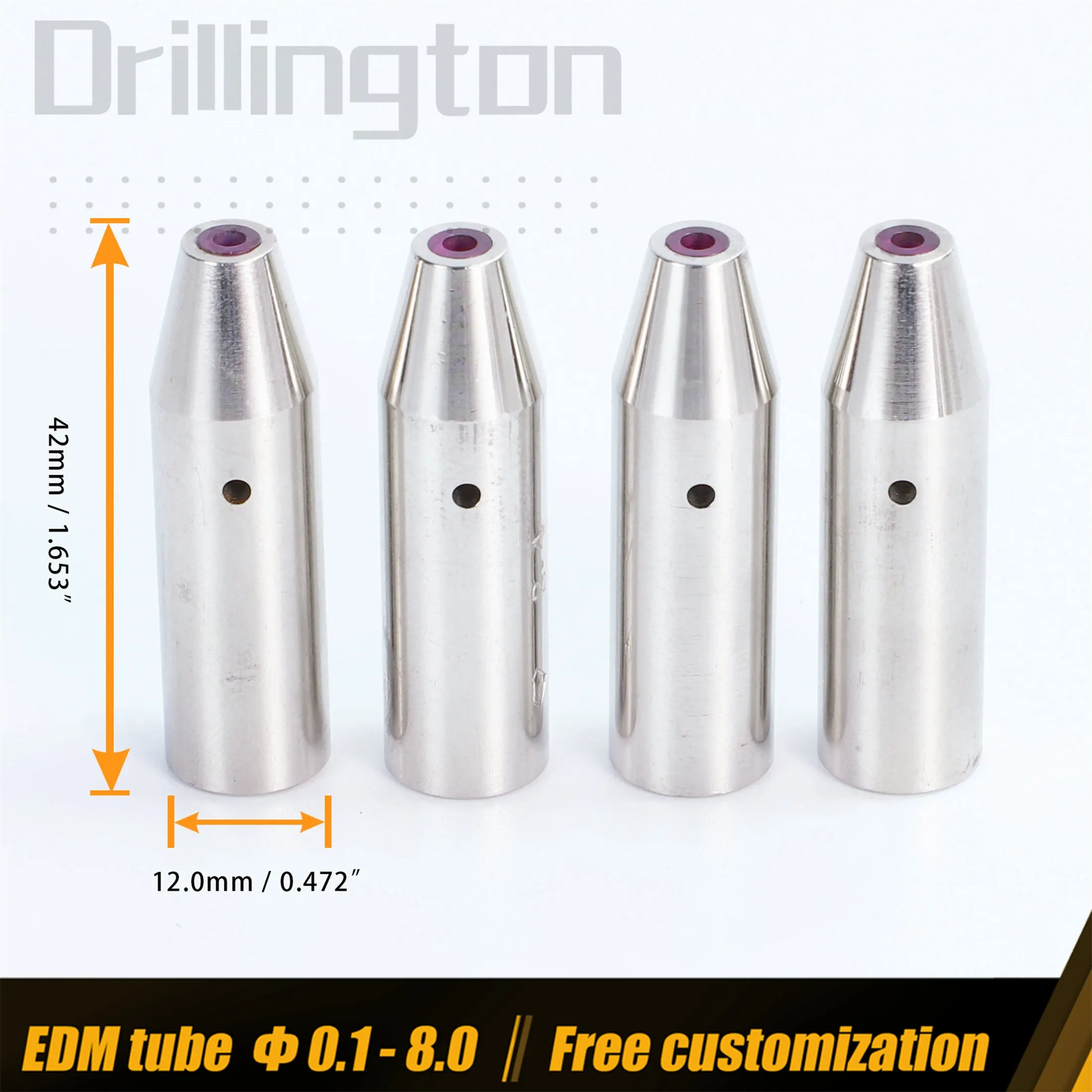 EDM Electrode Drill Guide , 12mm x 42mm Ruby , Electrode Guides , EDM Drilling Parts 0.0039\