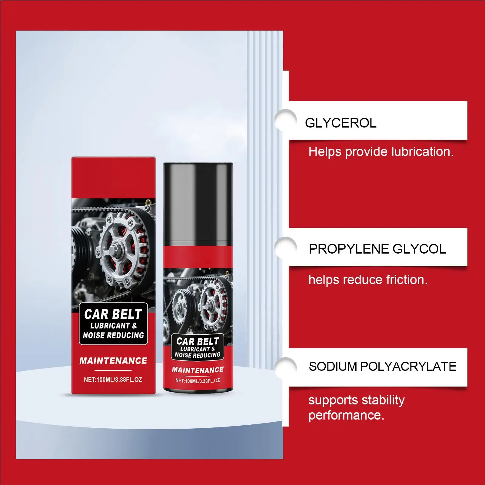 

100 мл смазочный спрей для ремня двигателя автомобиля, шумоподавление, долговечная жидкая смазка для гусеничного гаража, двери автофургона, раздвижного двигателя велосипеда