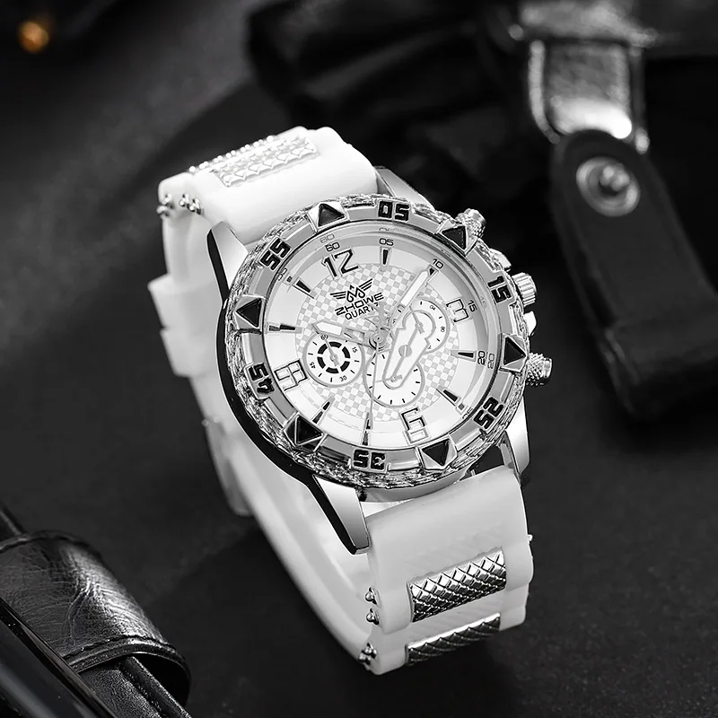 패션 럭셔리 남성용 쿼츠 시계 비즈니스 캐주얼 실리콘 스트랩 남성용 손목시계 가족 친구 생일 선물