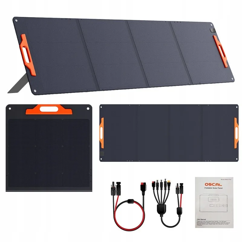 OSCAL PM200SE Tragbares Solarpanel für tragbare Powerstation 18V 200W IP67 ETFE-Beschichtung Faltbarer Stecker Schnelle Stromversorgung für mehrere Geräte – Universelles MC-4 auf 5 Anschlusskabel,