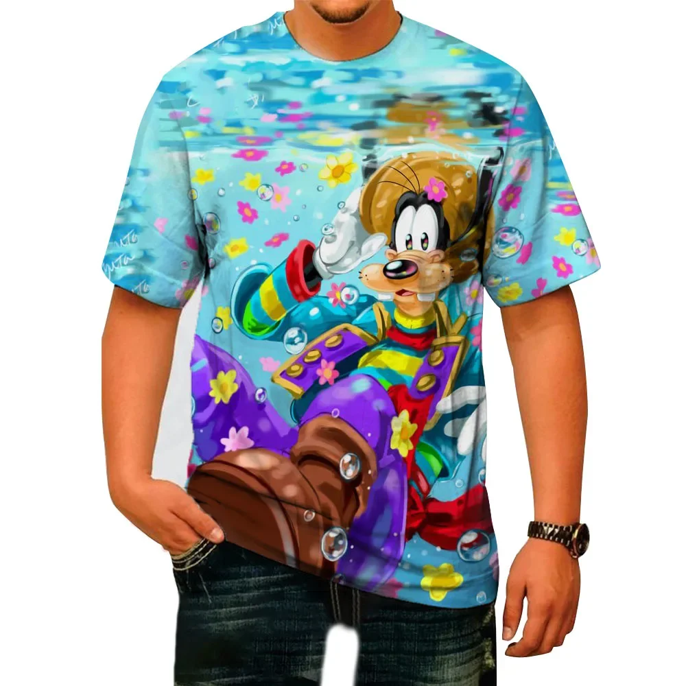 Disney Goofy cartoon print T-shirts Men Clothing Summer Fashion Casual Short Sleeve Cool T Shirt Harajuku Streetwear Tops Tee 