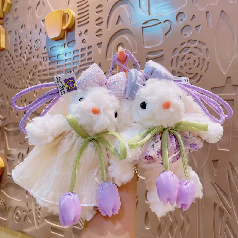 귀여운 토끼 플러시 인형 키체인 플러시 소프트 인형 장식용 인형 장난감 펜던트 선물