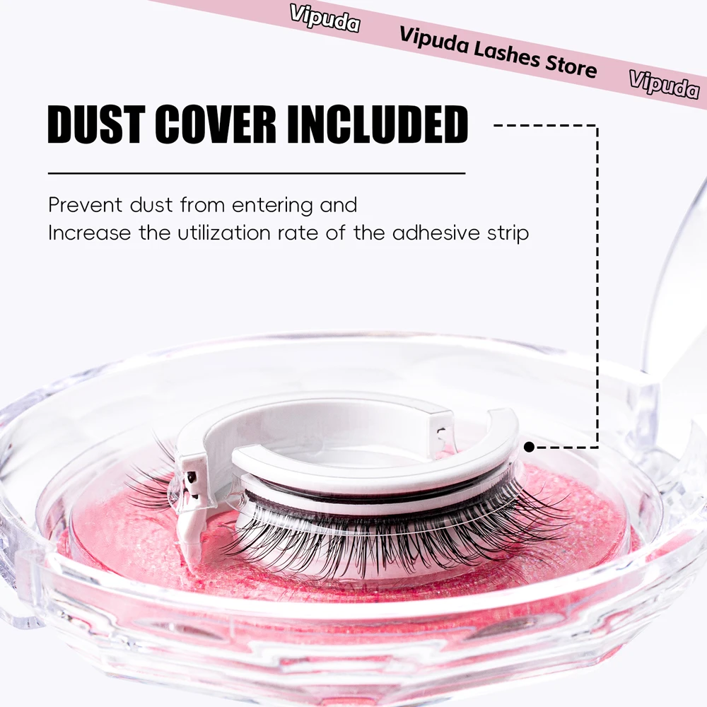 1Pair Reusable Self-Adhesive False Eyelashes Full Strip Eyelash Glue-Free 3 Seconds To Wear Lashes Extension Beauty Supplies