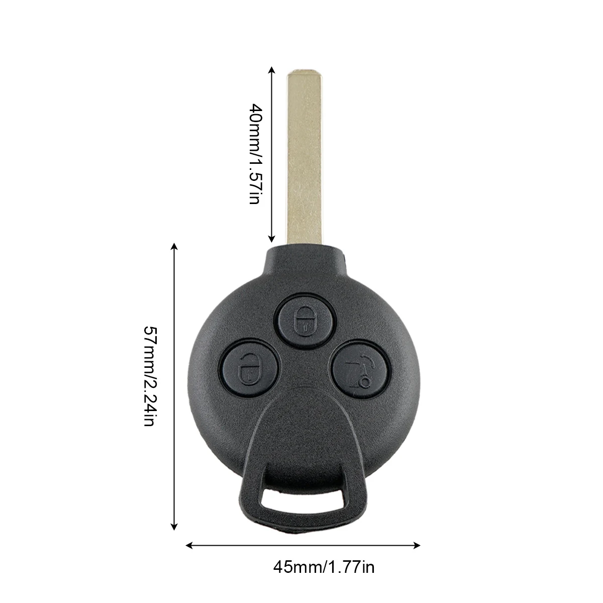 Carcasa de llave de coche con 3 botones, carcasa de llave remota de coche, reemplazo apto para Fortwo 451 2007-2013/mercedes-benz Smart