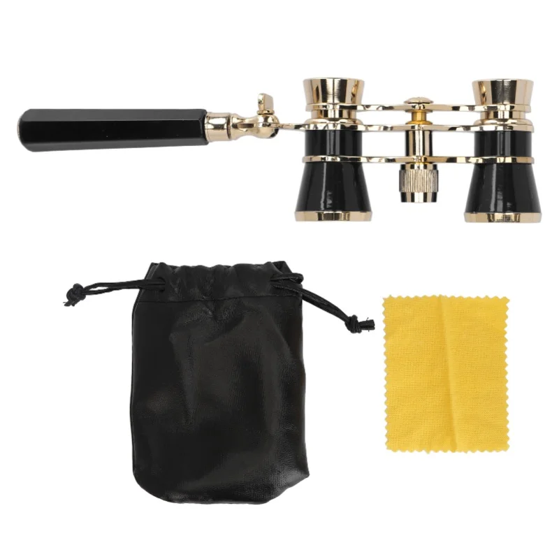 Opera Glasses Binoculars With Handle 3X25 Metal Portable Theater Glasses For Watching Drama Stage Play Art Performance