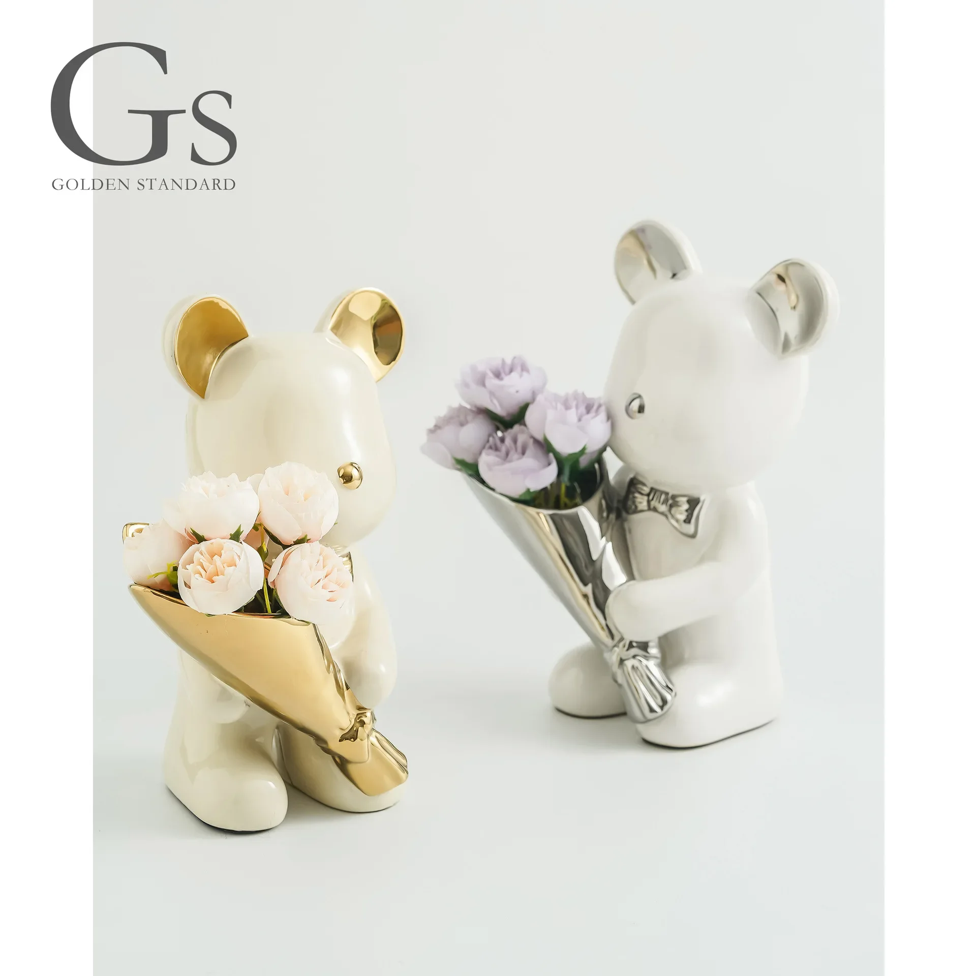 

Керамический жестокий медведь, украшение для гостиной, имитация букета цветов, медведь, прилив, игра, искусство и ремесла, домашний стартовый шкаф для телевизора