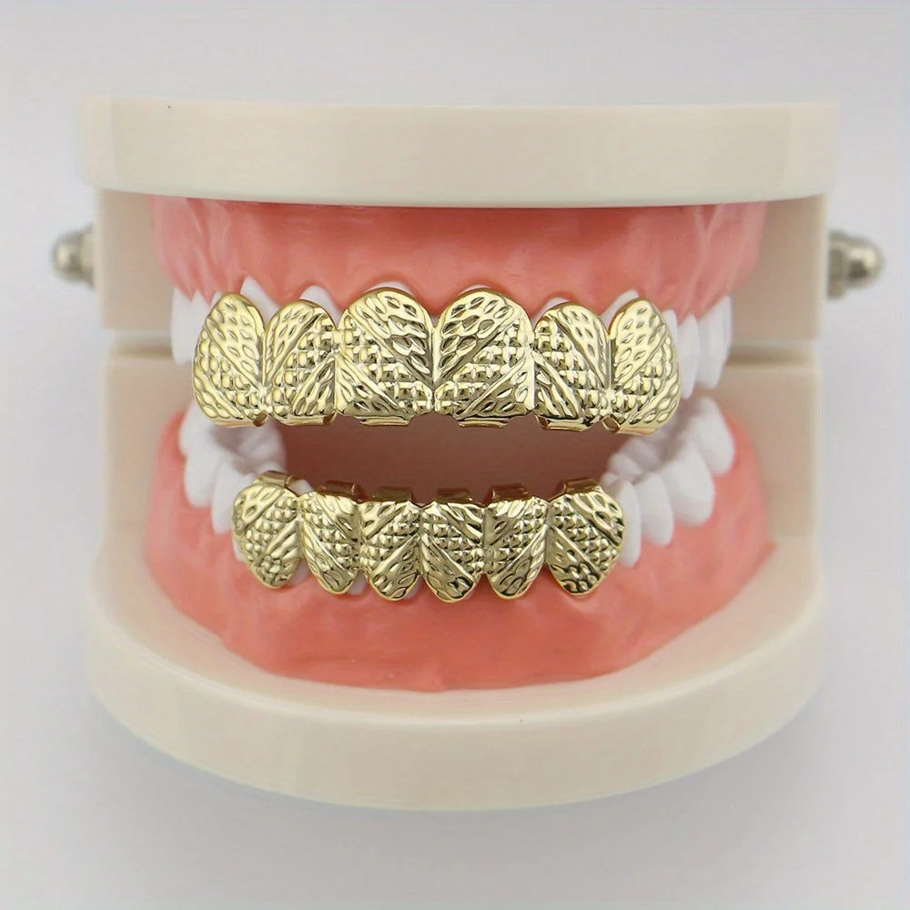 Hip-Hop Teeth Gold-Plated Concave Convex Twill Retainer Easter Halloween Costume Ball Teeth Jewelry