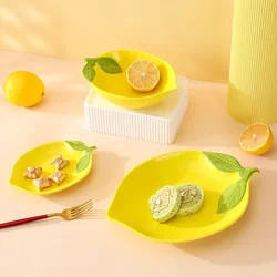 Creative Cartoon Lemon Shaped Ceramic Dinner Plate Soup Bowl Family Fruit Snack Dishes Kitchen Utensils Accessories Tableware