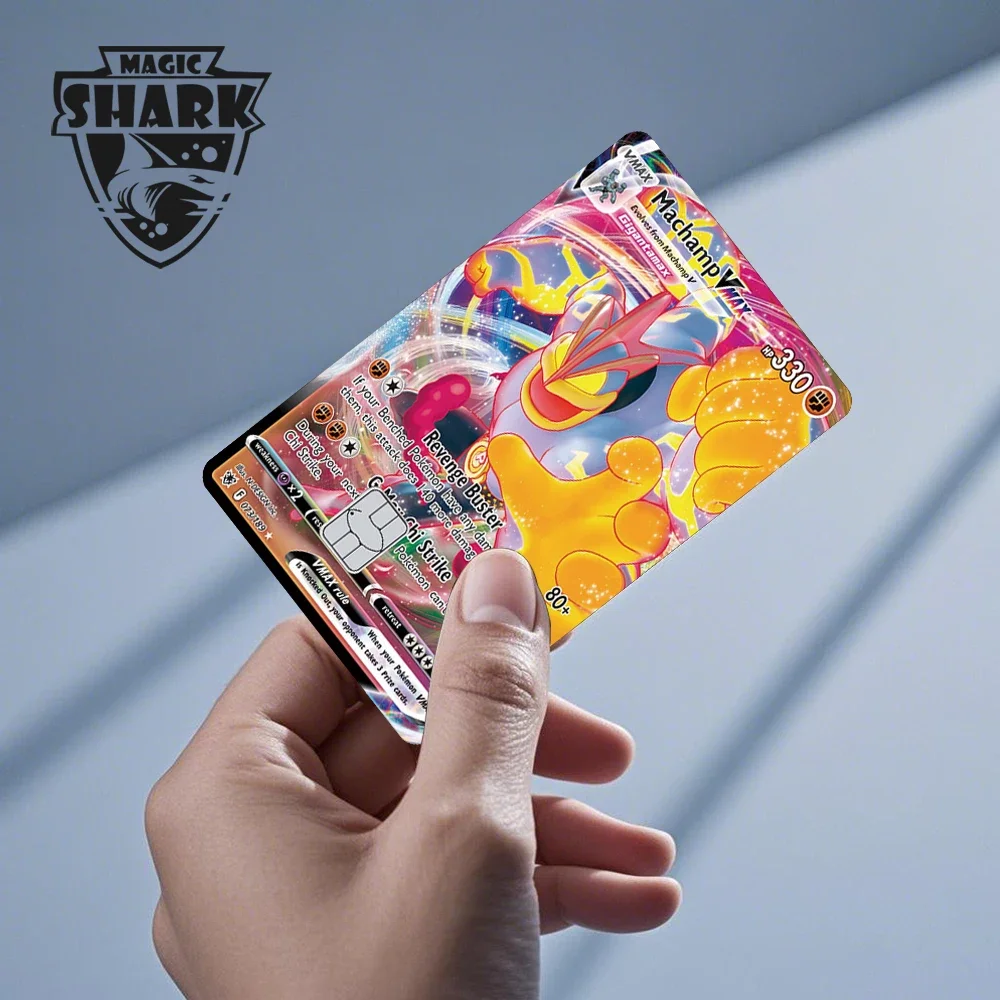 Cool Vmax Arceus Charizard Luxray Machamp Lucario Kyurem PVC No Fade Sticker Film Skin for Small Large No Chip Credit Debit Card view 3