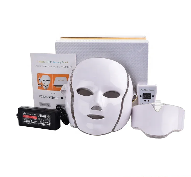 Led Face Neck Beauty Device 7 Color LED Light Photon Blue Red Light Therapy Anti- Wrinkle Led light Therapy Beauty mask