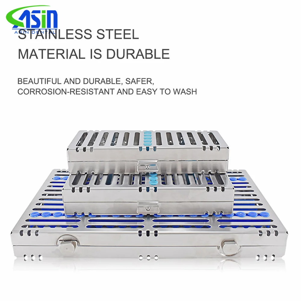 Stainless steel Dental Autoclavable Surgical Sterilization Box Sterilization Rack Dental Cassette File Burs Disinfection Tray