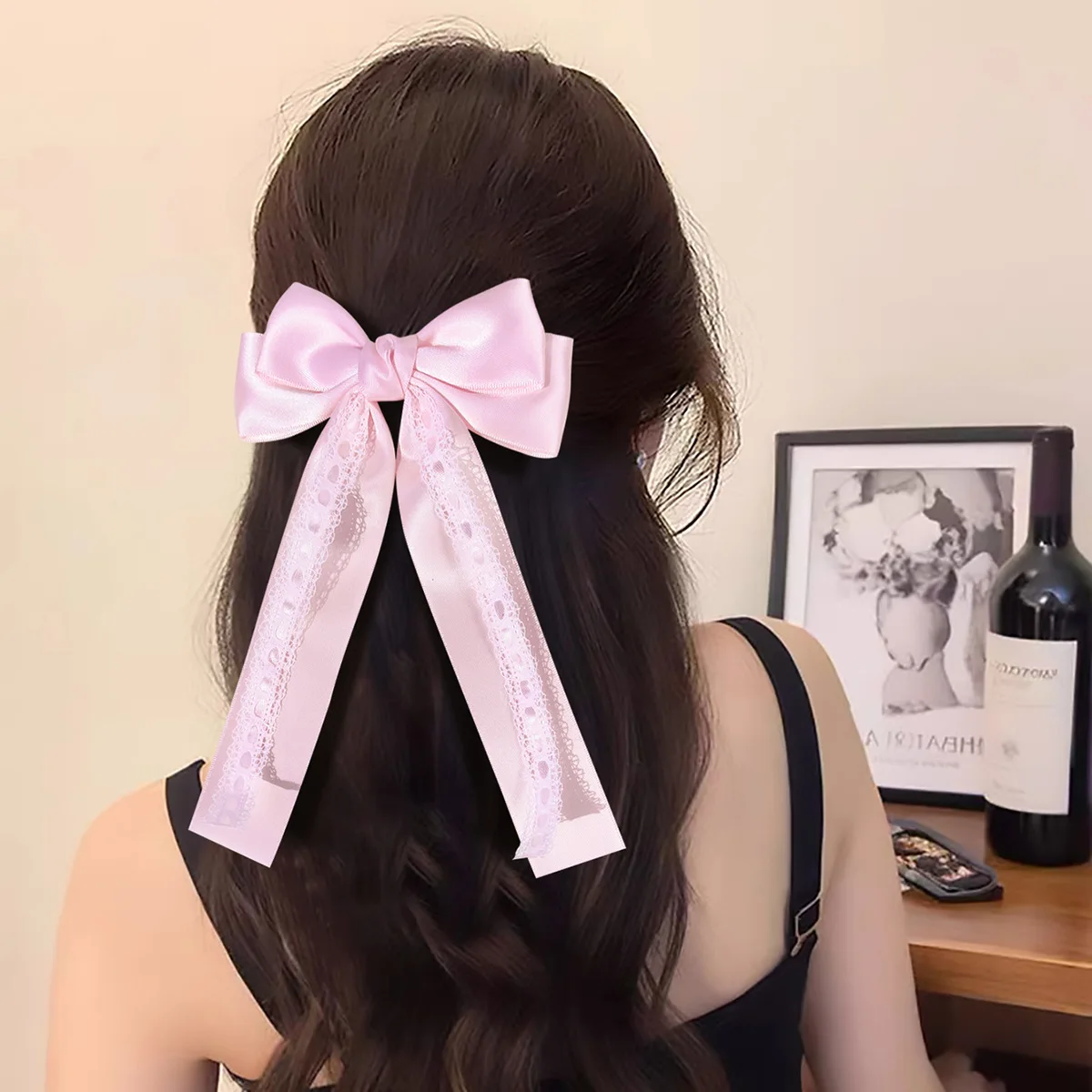 30pc Long Tassel Hair Clips for Women And Girls Lace Ribbon Bow Side Hairgrips Bulk Pack Long Tail Headwear Hair Accessories