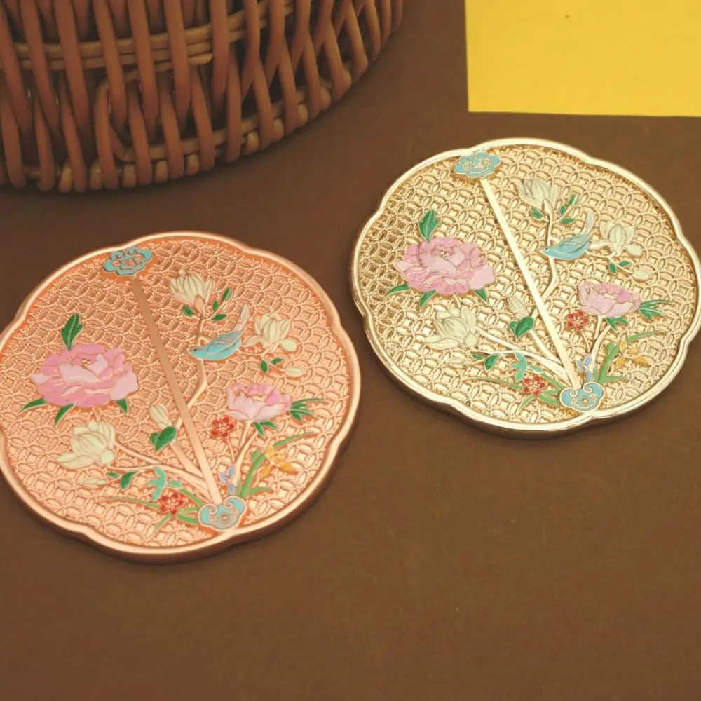 Retro Vintage Chinese Style Mirror 3D Flower Tassel Handle Makeup Mirror Sweet Exquisite Round Vanity Mirror Gift