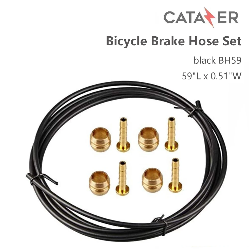 CATAZER Bicycle Brake Hose Set Include 5mm Diameter 2500mm Hydraulic Disc Brake for Shimano BH59 4Pcs Olive Connector Inserts