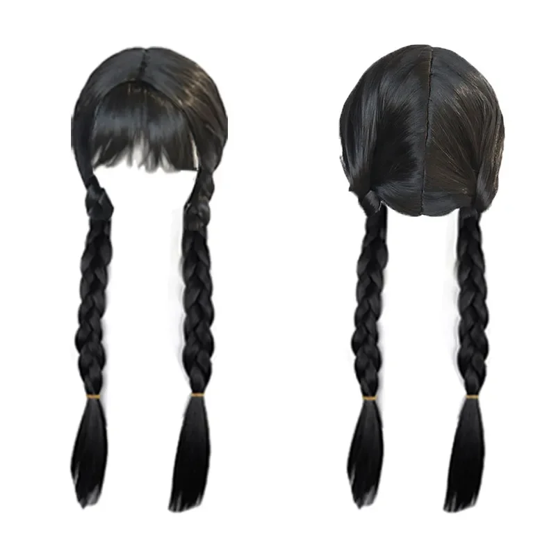 Wednesday Cosplay Wig For Girls Accessories Headband Wand Crown Jewelry Set Wig Braid for Princess Clothing Dress Up Accessory