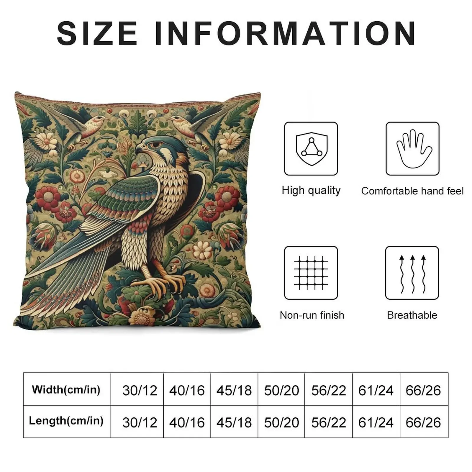 Regal Falcon in Floral Harmony - Ornate Wildlife Art Throw Pillow Couch Pillows Decorative pillow case Cushions For Sofa pillow