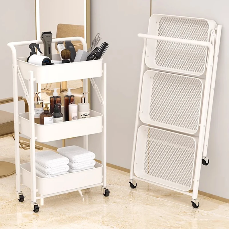 Salon Protable Cart Auxiliary Furniture Barber Circular Trolley Hair Wheels Beauty Folding Equipment Muebles Belleza Spa