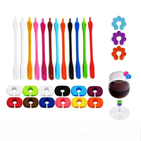 Wine Glass Markers Set of 12 Mini Silicone Drink Glass Tags Recognizer Cup Labels Signs for Party Bar