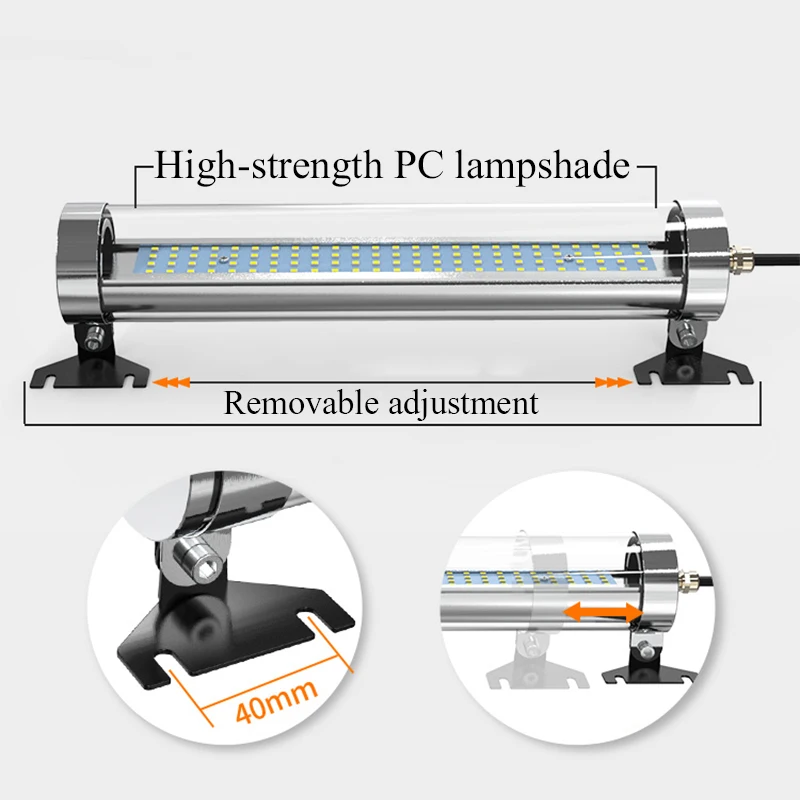 10-30W LED Machine Tool Light Adjustable Waterproof Dustproof Explosion-proof 24V/220V CNC Lathes Milling Grinder Workshop Lamp