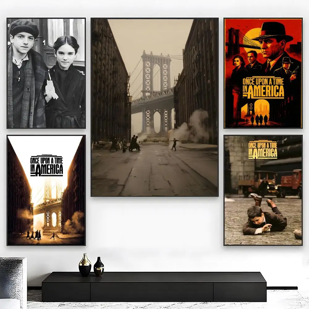 Gangster Film O-Once Upon a Time in America Poster  High-definition Art Sticker Self Adhesive Waterproof Home Decoration