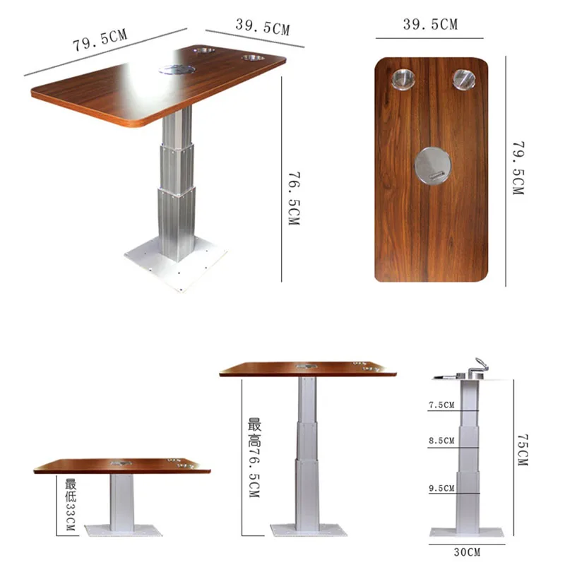 Elevador modificado para RV, mesa de comedor especial para coche, puede levantar mesa de comedor retráctil con accesorios, instalación de barco, barco, RV, hogar