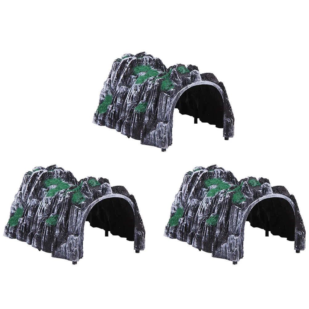 3 Pcs Toys Girl Simulated Cave Scene Model Track Stone Simulation Tunnel Miniature Grey Child